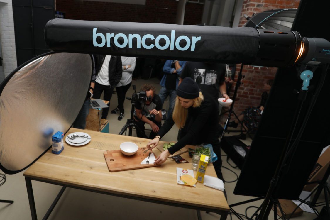 Litepipe P hanging over a food photography set